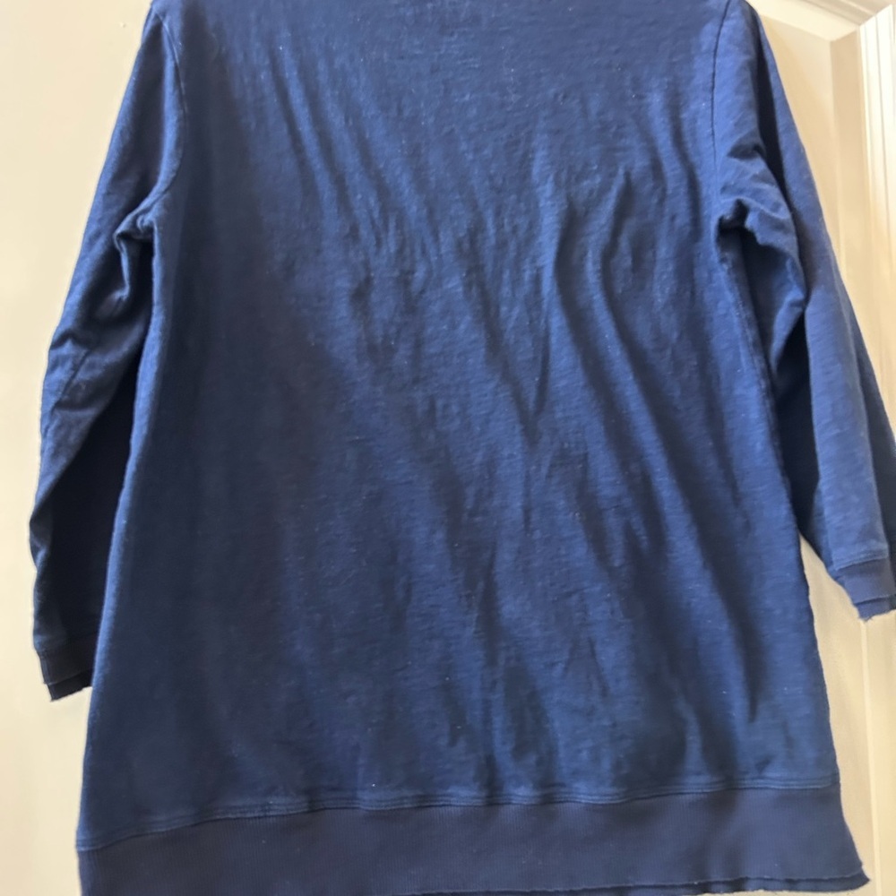 Caite embroidered scoop neck 3/4 sleeve cotton pullover. Boho. Floral. Garden. S - Picture 7 of 14